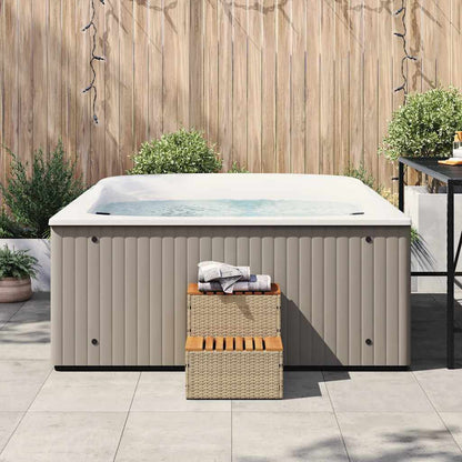 Hot Tub Step Beige 50X50X50.5 Cm Poly Rattan and Solid Acacia