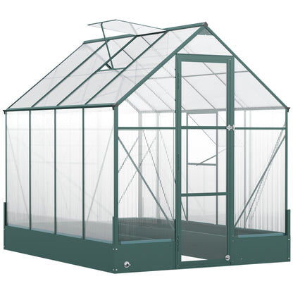 Walk-In Greenhouse Outdoor Polycarbonate Aluminium with Foundation Plant Bed