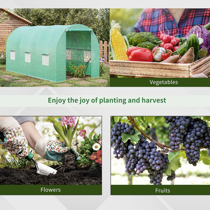 Greenhouse Polytunnel Flower Walk-In Shed Growing Steel Outdoor W/ Zipped Door