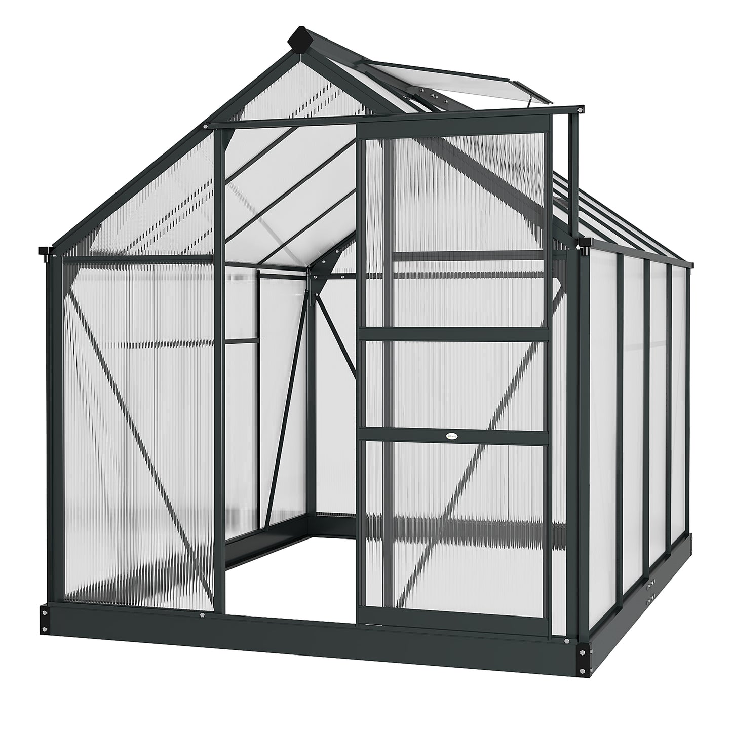 Polycarbonate Walk-In Garden Greenhouse Aluminium Frame Slide Door Window