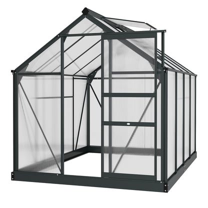Polycarbonate Walk-In Garden Greenhouse Aluminium Frame Slide Door Window
