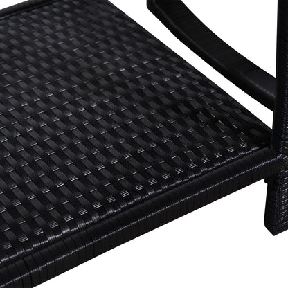 3Pcs Rattan Rocking Set Patio Bistro Table Chairs Conversation W/ Cushion