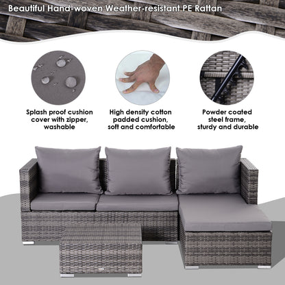 Rattan Garden Furniture Sofa Patio Conservatory Wicker W/Cushion 4-Seater