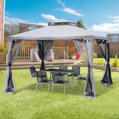 3 X 3(M) Metal Gazebo Outdoor 2-Tier Roof Marquee Party Tent with Netting