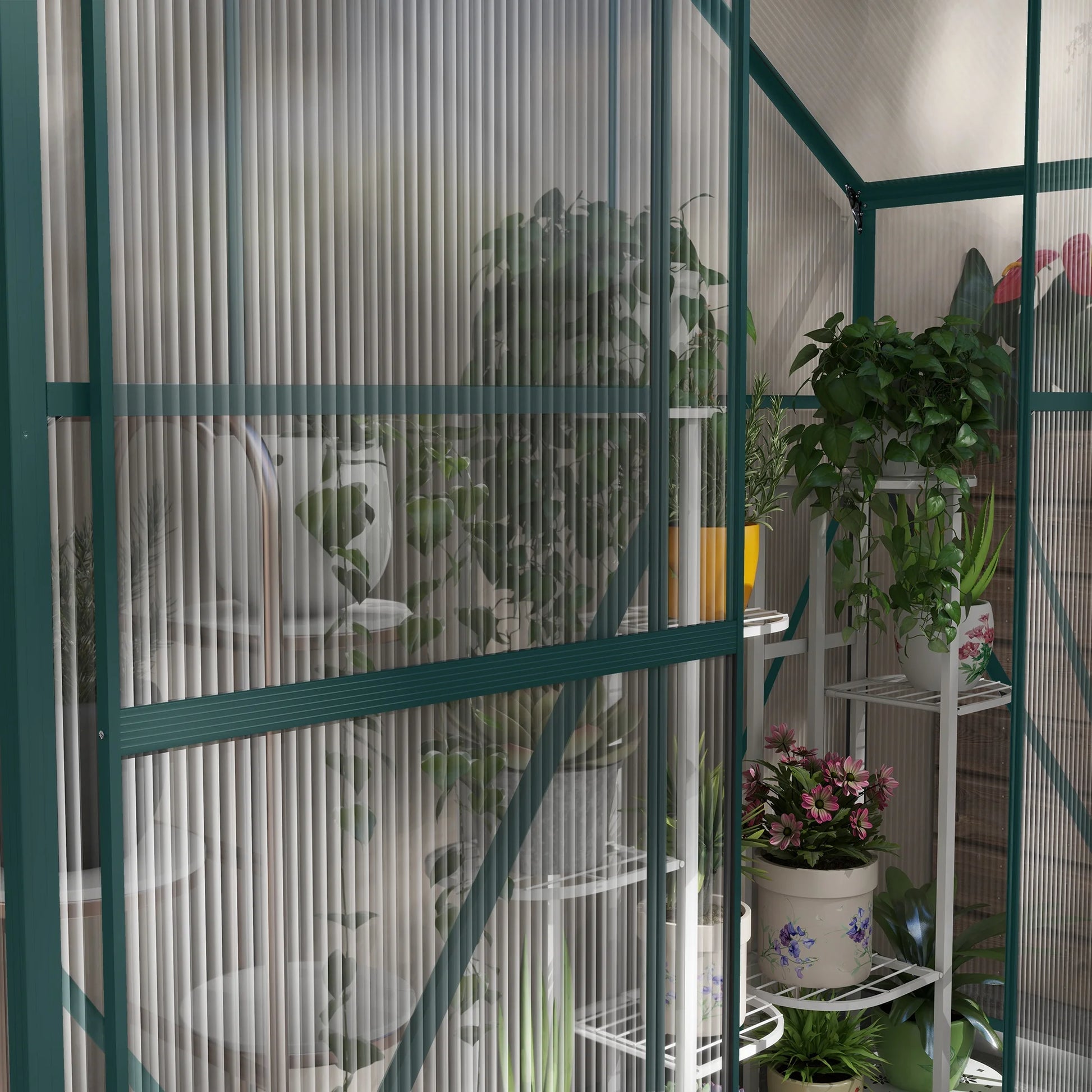 6 X 2.5Ft Aluminium Green House Walk-In Polycarbonate Greenhouse, Green