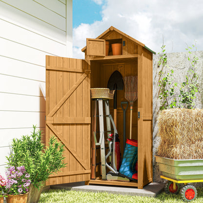 Garden Storage Shed 3 Shelves Tool House W/ Asphalt Roof 77 X 54 X 179 Cm