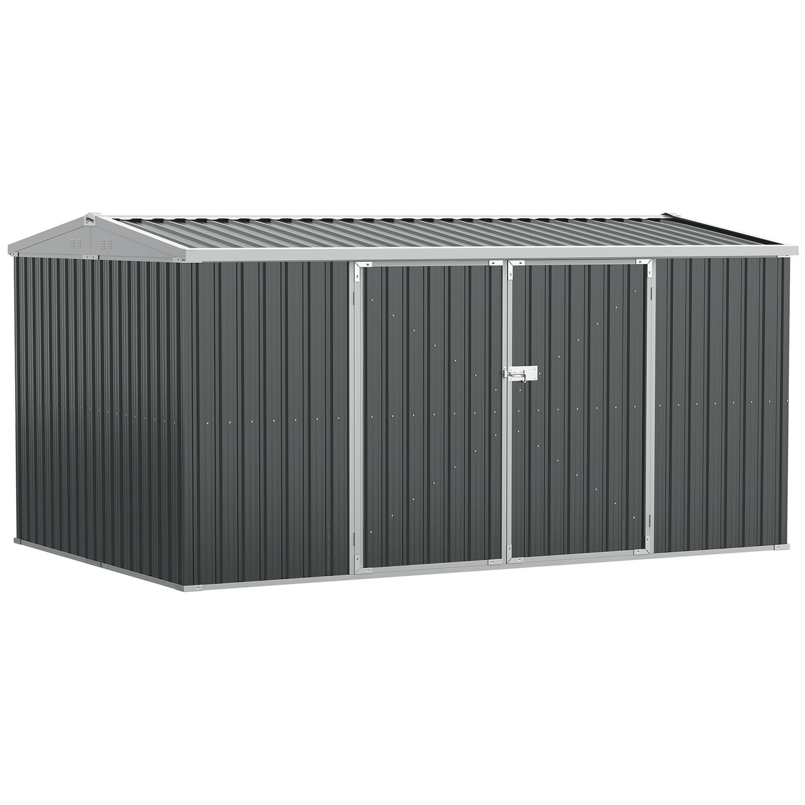 Outdoor Metal Garden Storage Shed W/ Lockable Door for Backyard Patio Lawn Grey
