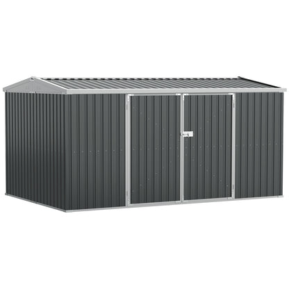 Outdoor Metal Garden Storage Shed W/ Lockable Door for Backyard Patio Lawn Grey
