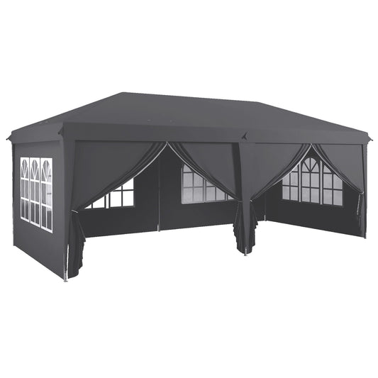 Outsunny 3 X 6M Pop up Gazebo Height Adjustable Party Tent W/ Storage Bag Grey