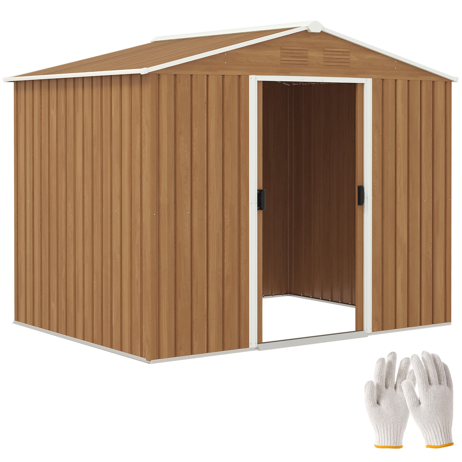 Garden Storage Shed with Ventilation Double Sliding Door Outdoor Tool Box