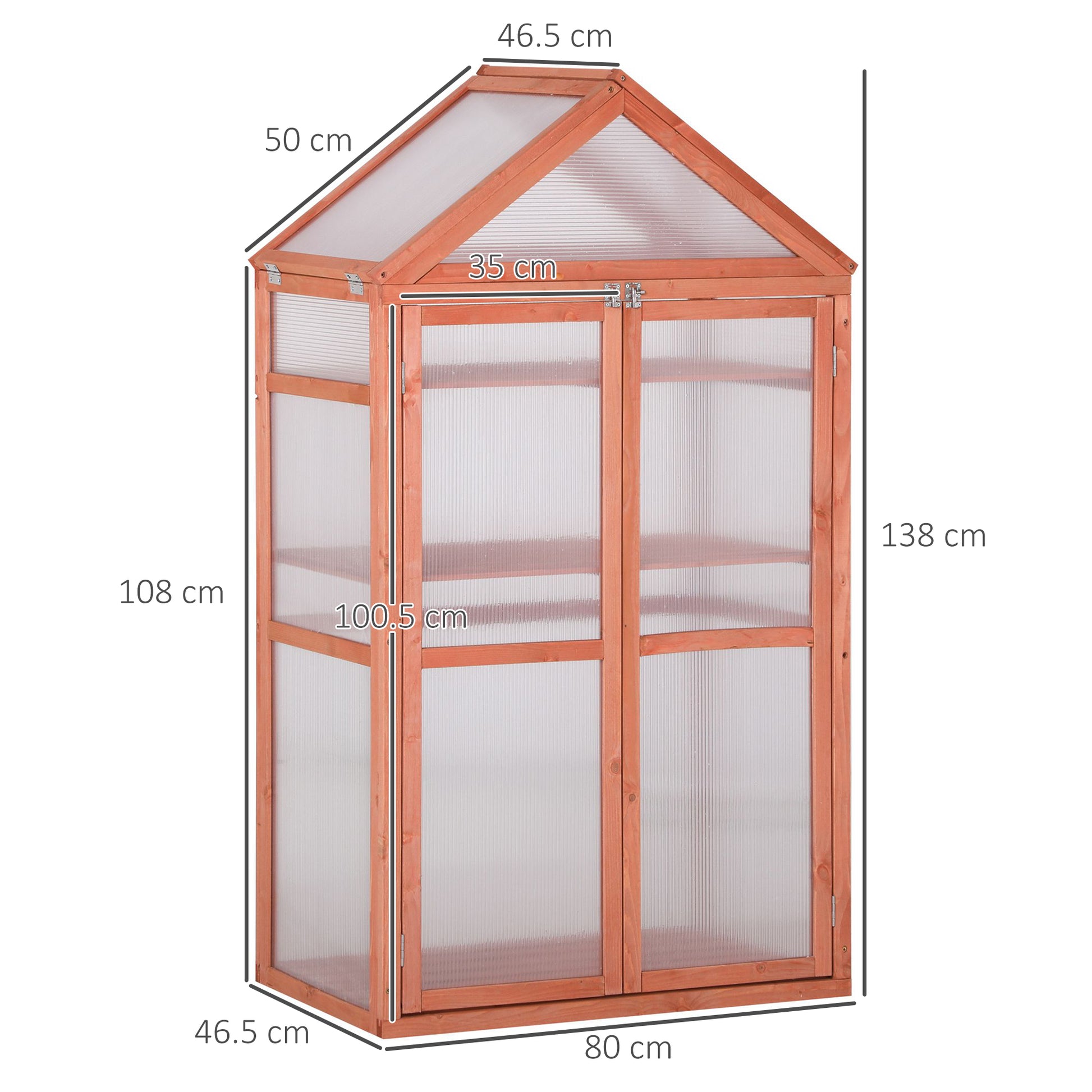80 X 47 X 138 Cm Wooden Cold Frame Greenhouse for Plants Vegetables Flowers