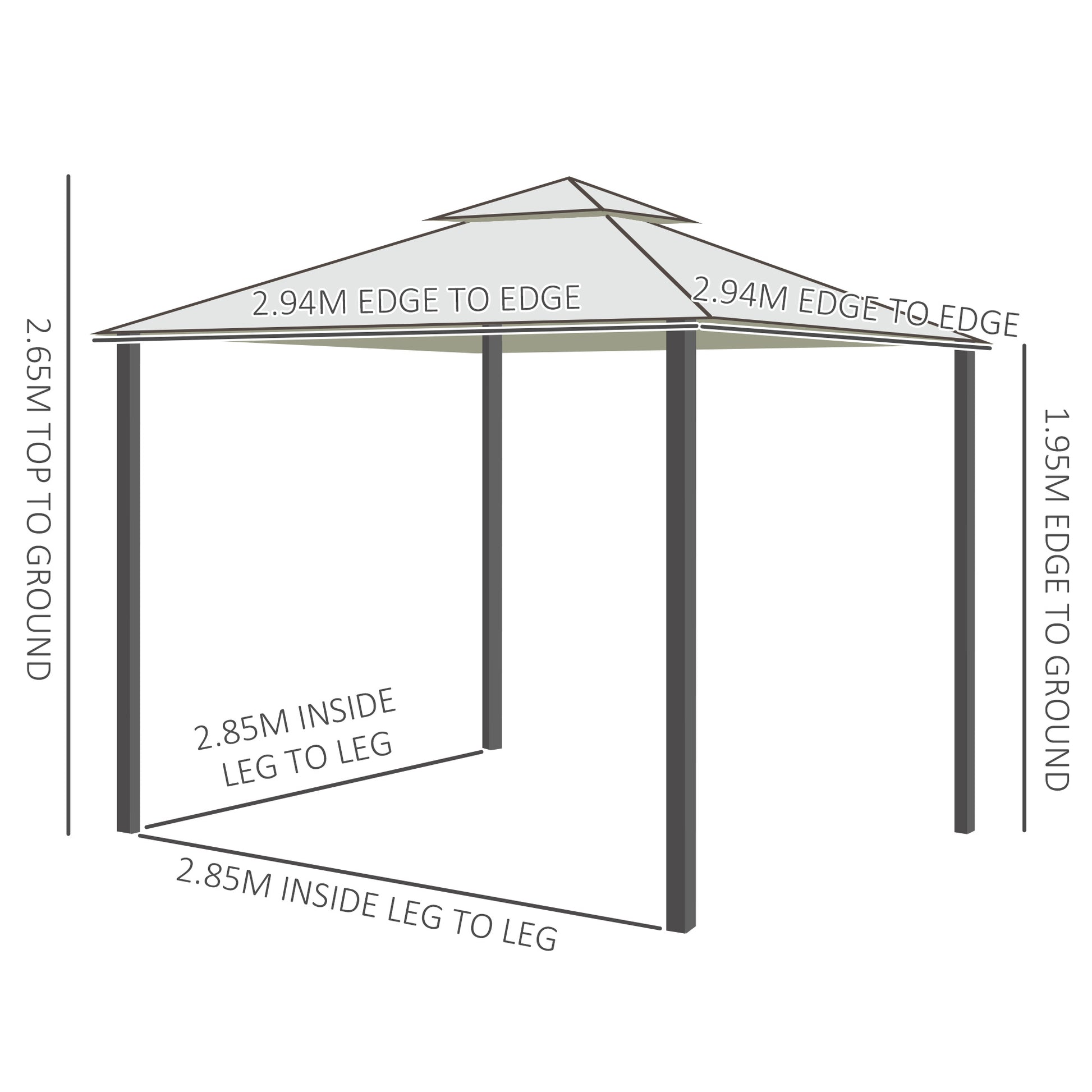 3 X 3(M) Metal Gazebo Outdoor 2-Tier Roof Marquee Party Tent with Netting