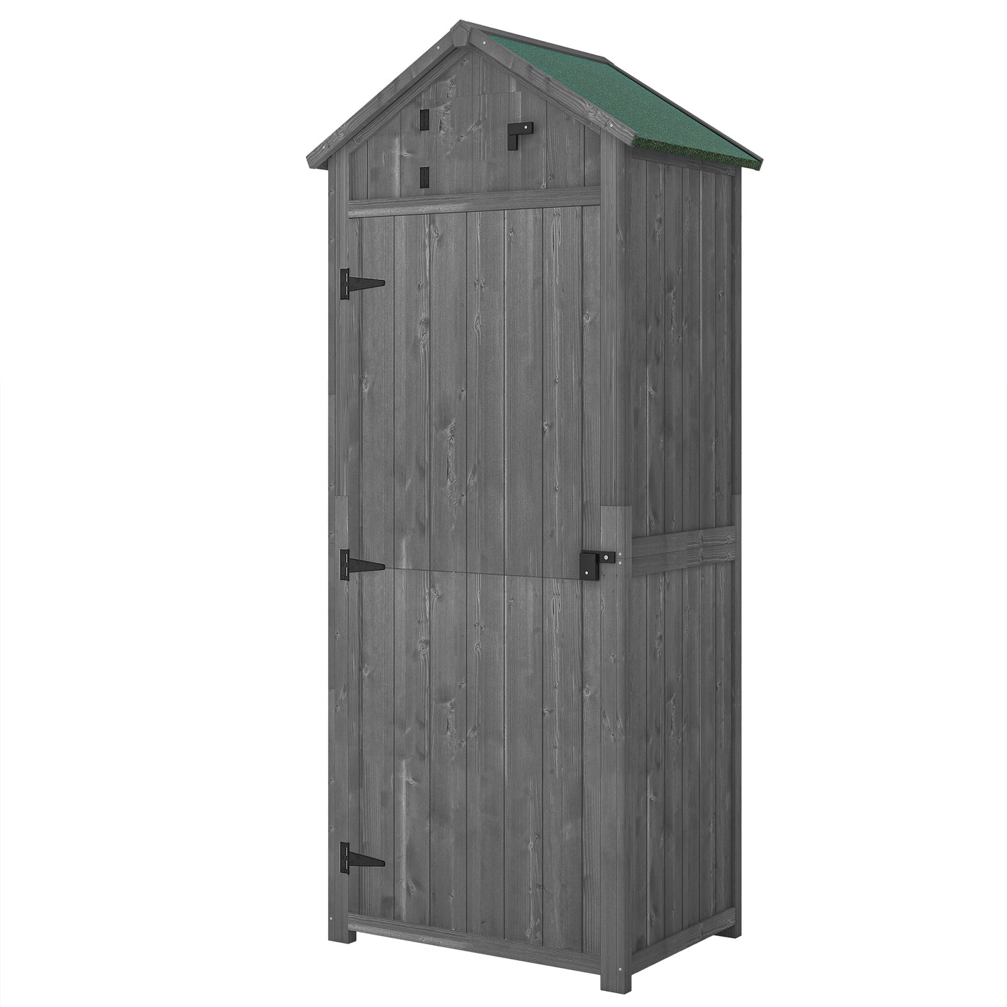 Garden Storage Shed 3 Shelves Tool House W/ Asphalt Roof 77 X 54 X 179 Cm