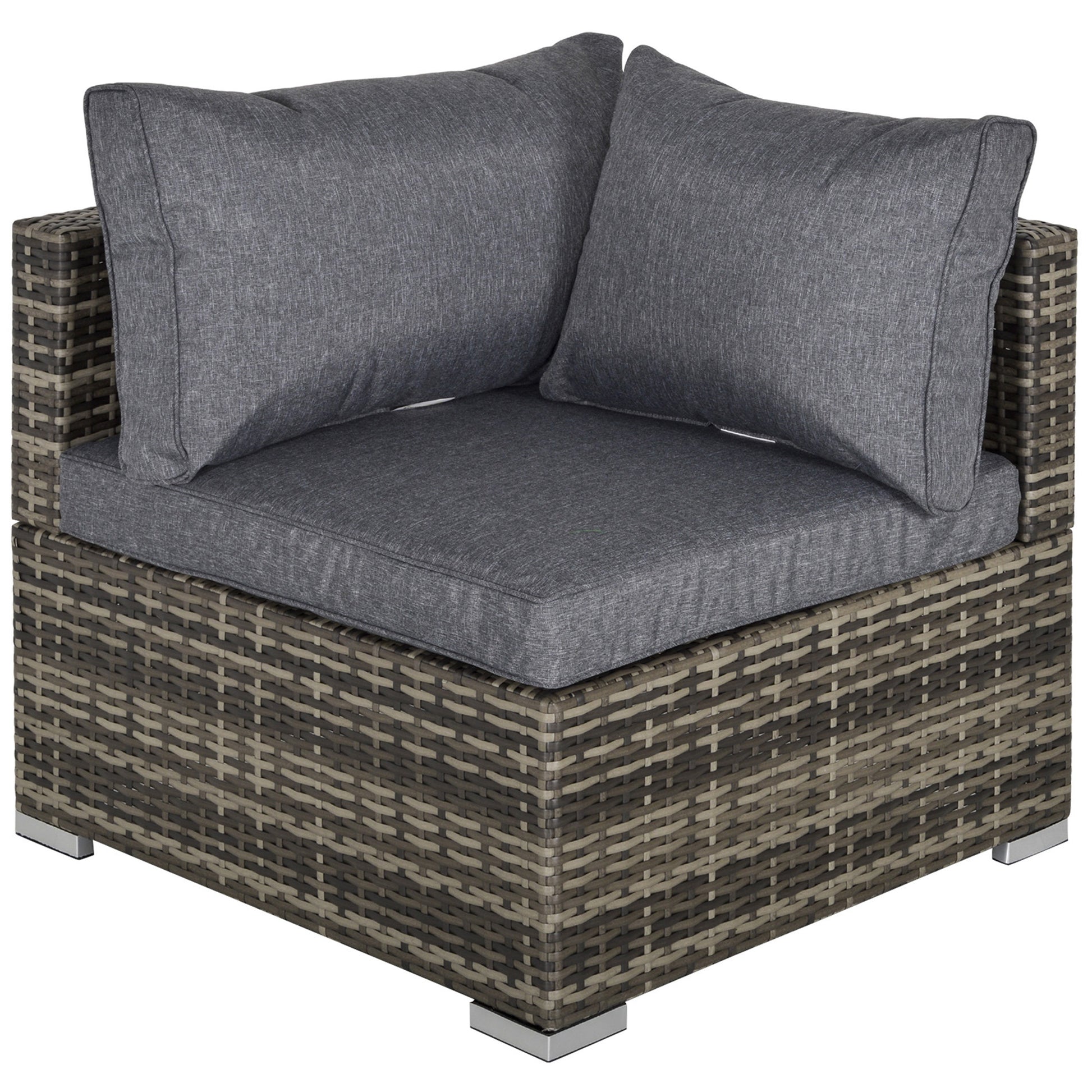 Garden Outdoor Rattan Corner Sofa,Single Sofa,Coffee Table Grey/Deep Grey