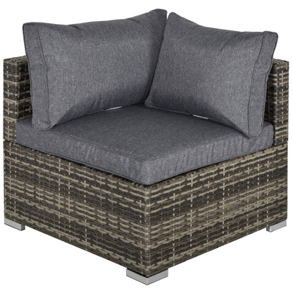 Garden Outdoor Rattan Corner Sofa,Single Sofa,Coffee Table Grey/Deep Grey