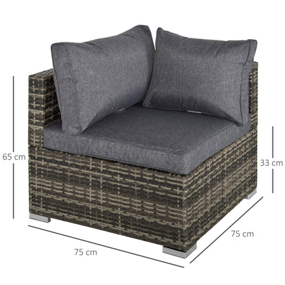 Garden Outdoor Rattan Corner Sofa,Single Sofa,Coffee Table Grey/Deep Grey