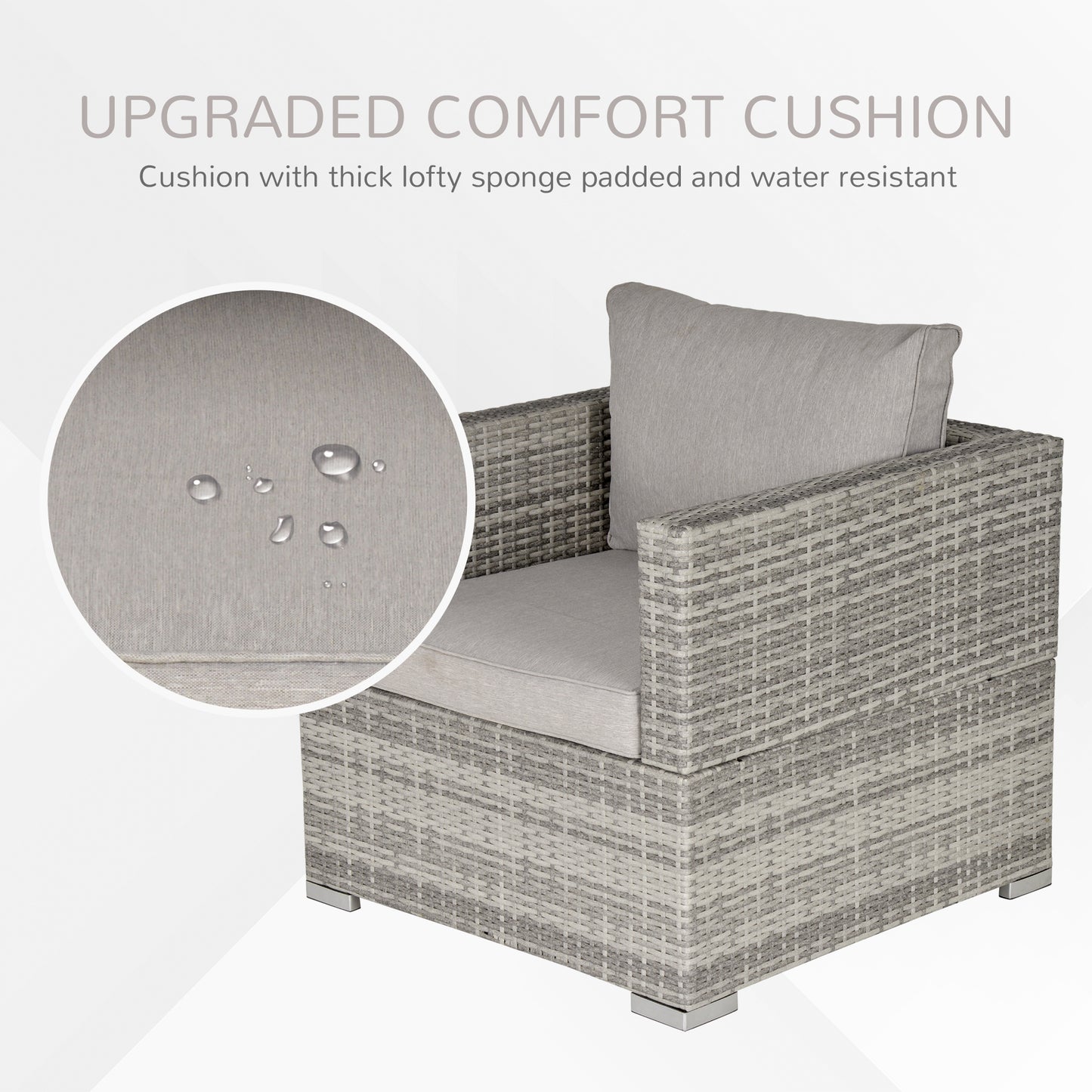 Garden Outdoor Rattan Corner Sofa,Single Sofa,Coffee Table Grey/Deep Grey