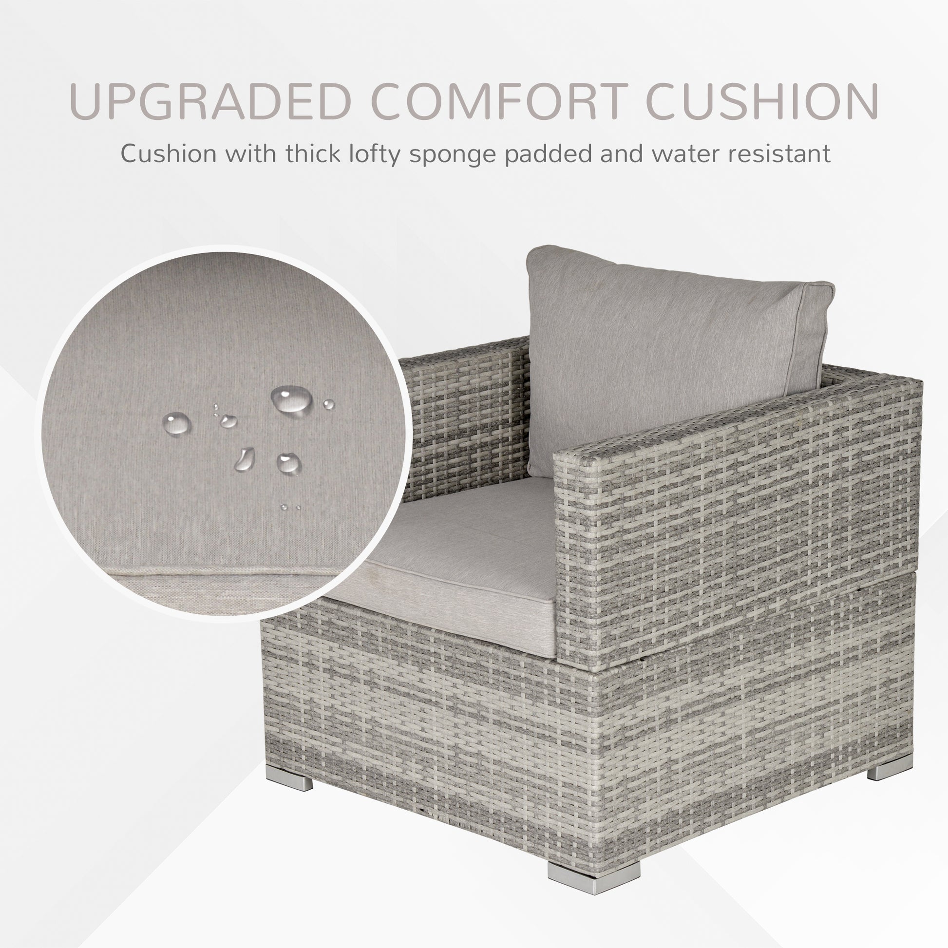 Garden Outdoor Rattan Corner Sofa,Single Sofa,Coffee Table Grey/Deep Grey