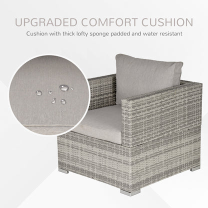 Garden Outdoor Rattan Corner Sofa,Single Sofa,Coffee Table Grey/Deep Grey