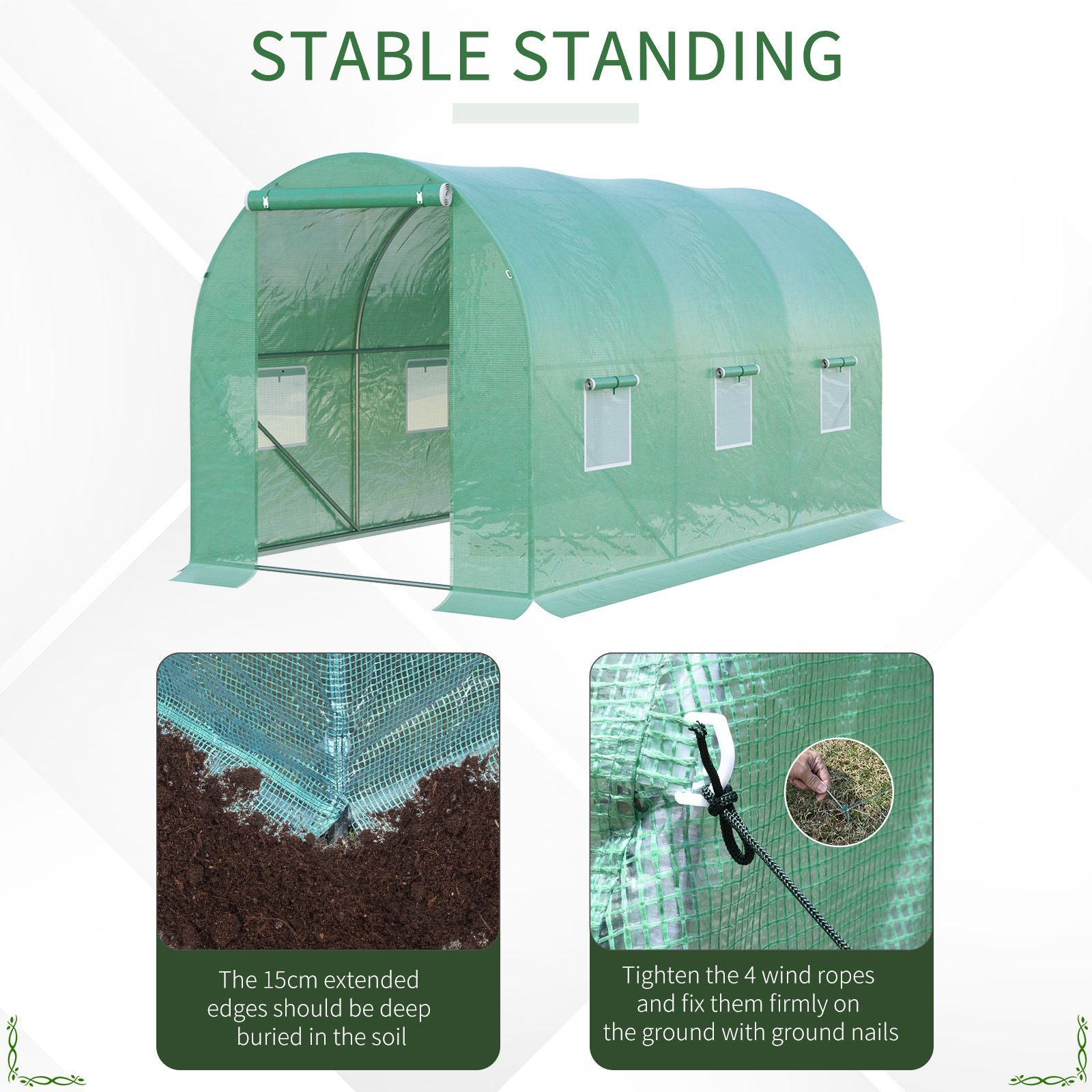 Greenhouse Polytunnel Flower Walk-In Shed Growing Steel Outdoor W/ Zipped Door