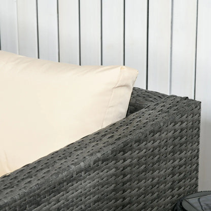 Outsunny 3 Pieces PE Rattan Garden Furniture Set with 10 cm Thick Cushions