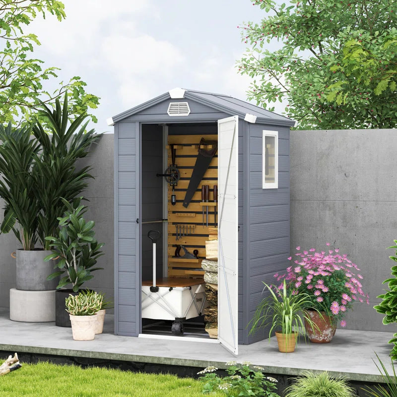 Anglique 4 Ft. W X 3 Ft. D Aluminium/Polypropylene Plastic Steep Slope Garden Shed