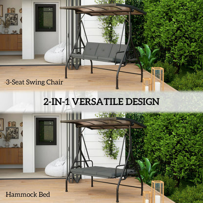 Outsunny Convertible Three-Seater Swing Bench Bed