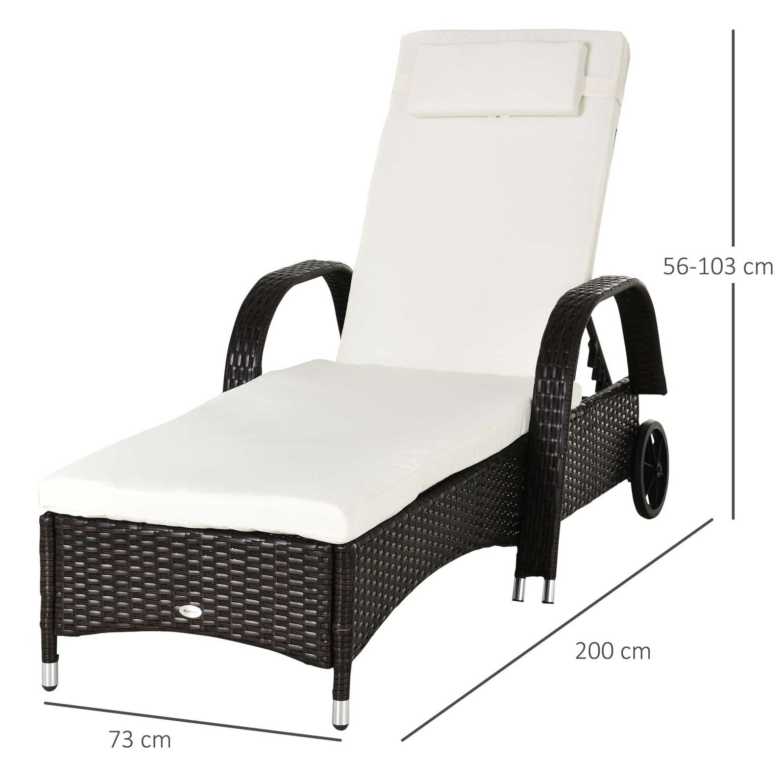 2PC Adjustable Rattan Sun Lounger Outdoor Recliner W/ Cushion Garden