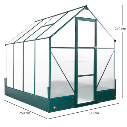 Walk-In Greenhouse Outdoor Polycarbonate Aluminium with Foundation Plant Bed