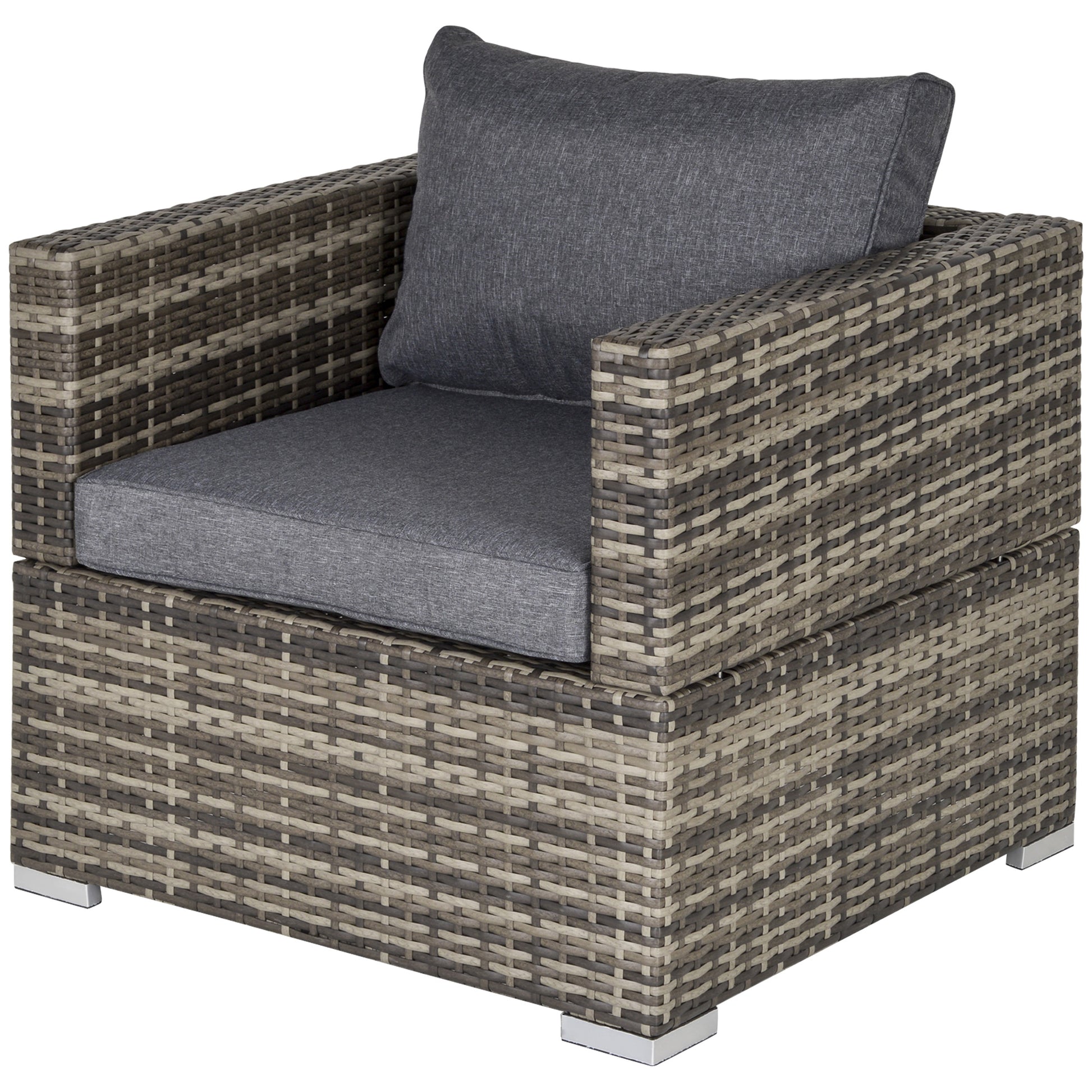 Garden Outdoor Rattan Corner Sofa,Single Sofa,Coffee Table Grey/Deep Grey