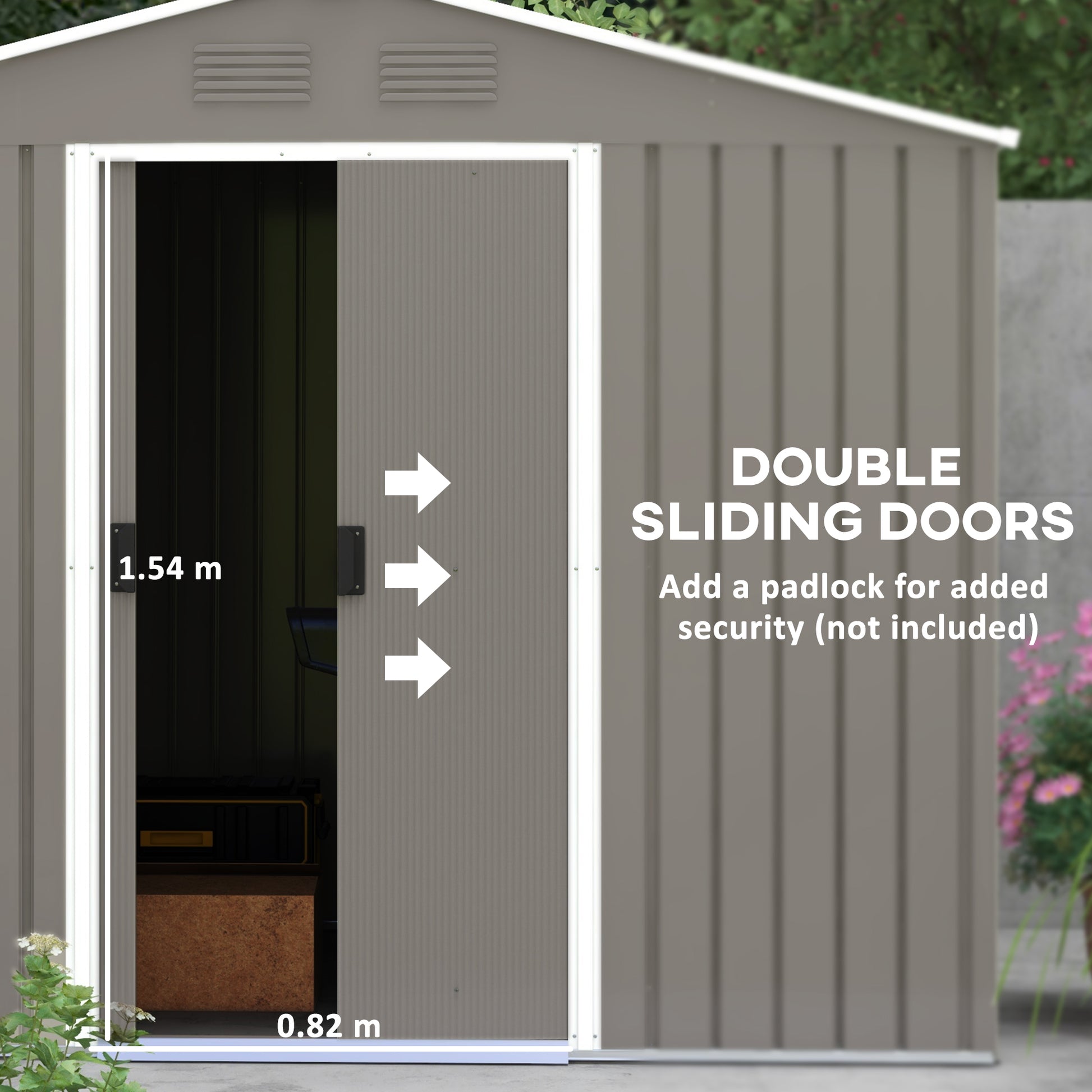 Garden Storage Shed with Ventilation Double Sliding Door Outdoor Tool Box