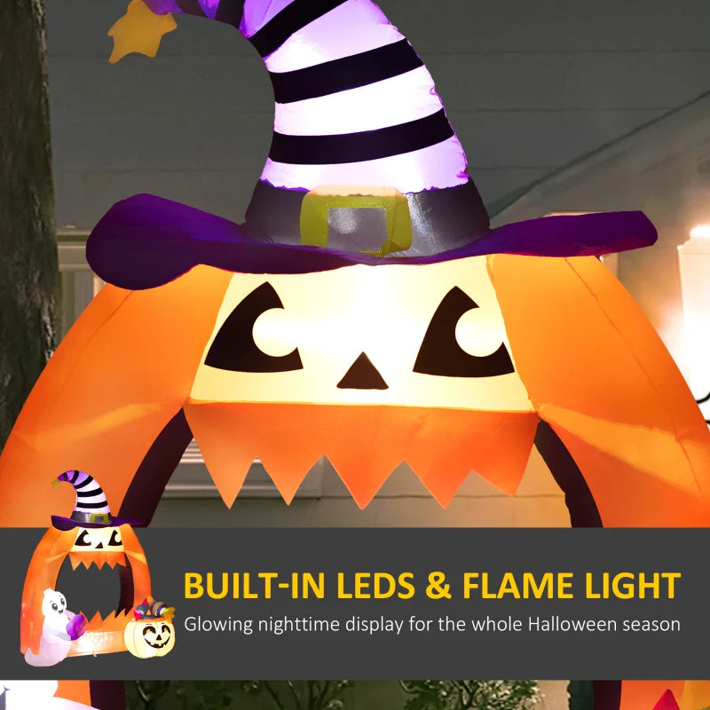 Outsunny 4.9FT Tall Halloween Inflatable Pumpkin Archway with Cute Ghost