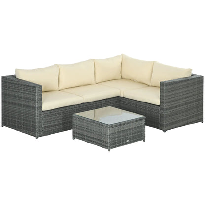 Outsunny 3 Pieces PE Rattan Garden Furniture Set with 10 cm Thick Cushions