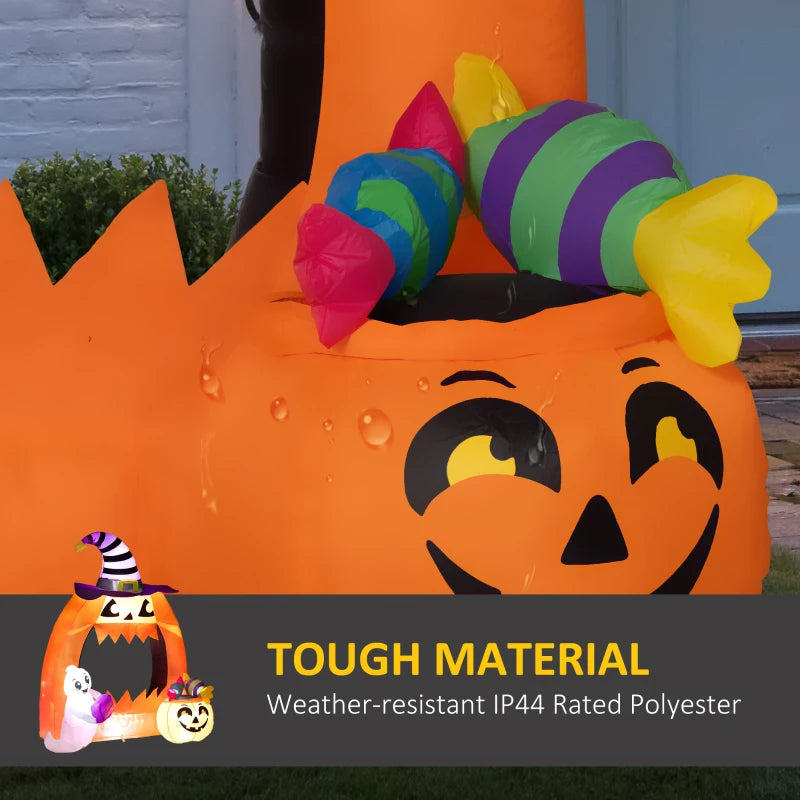 Outsunny 4.9FT Tall Halloween Inflatable Pumpkin Archway with Cute Ghost