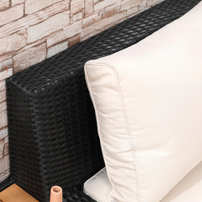 Outsunny 4 PCs Rattan Garden Furniture Outdoor Sectional Corner Sofa and Coffee Table Set