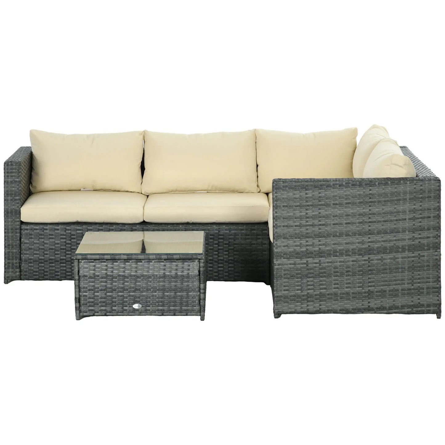 Outsunny 3 Pieces PE Rattan Garden Furniture Set with 10 cm Thick Cushions