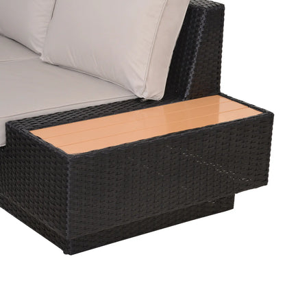 Outsunny 4 PCs Rattan Garden Furniture Outdoor Sectional Corner Sofa and Coffee Table Set