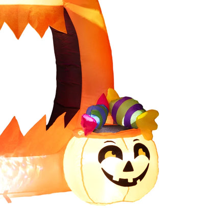 Outsunny 4.9FT Tall Halloween Inflatable Pumpkin Archway with Cute Ghost