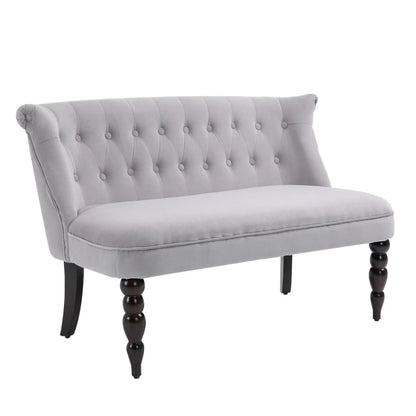 HOMCOM 2 Seat Sofa Lounger Couch with Wood Frame Button Tufts Carved Legs Vintage Design