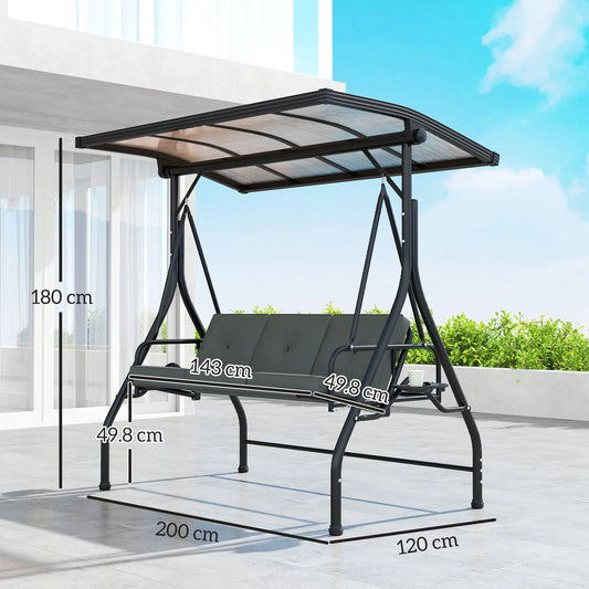 Outsunny Convertible Three-Seater Swing Bench Bed