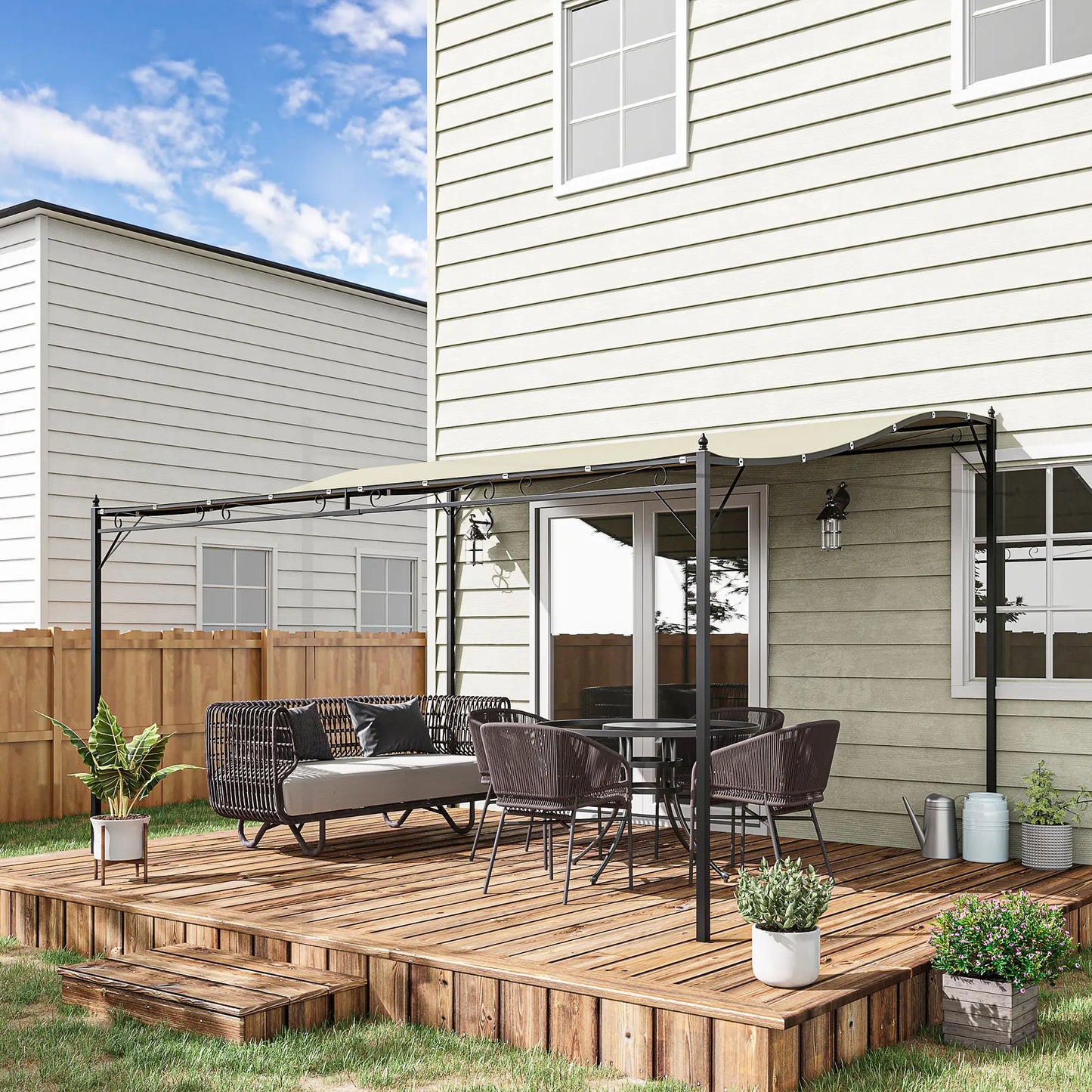 Outsunny 4 x 3 Meters Canopy Metal Wall