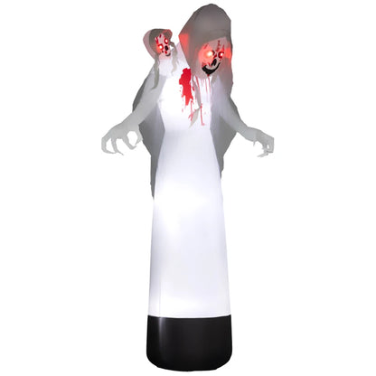 Outsunny 8.9FT Tall Halloween Inflatable Witch Ghost with Three Heads