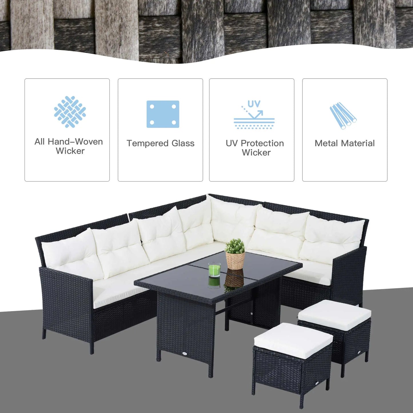 Outsunny 8-Seater Garden Rattan Furniture