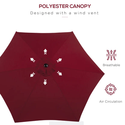Outsunny 2.6M Garden Parasol Umbrella with Tilt