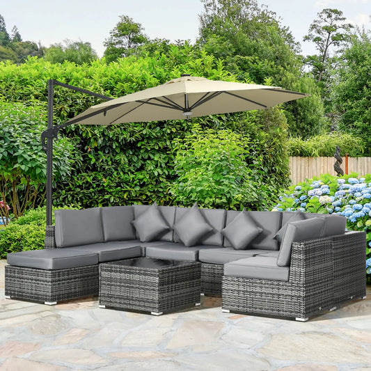 Outsunny 8 Pieces PE Rattan Corner Sofa Set