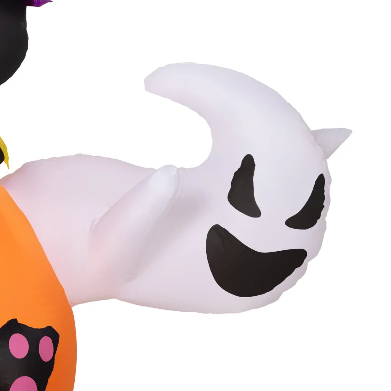 Outsunny 4.9FT Tall Halloween Inflatable Black Cat Riding Pumpkin with White Ghost