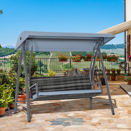 Outsunny 2-3 Seater Outdoor Garden Rattan Swing Chair