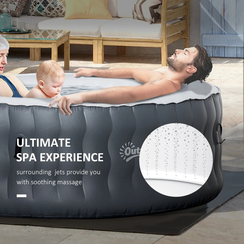 Outsunny Round Hot Tub Inflatable Spa Outdoor Bubble Spa Pool with Pump