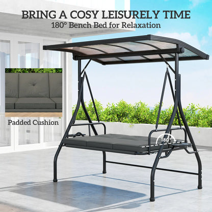 Outsunny Convertible Three-Seater Swing Bench Bed