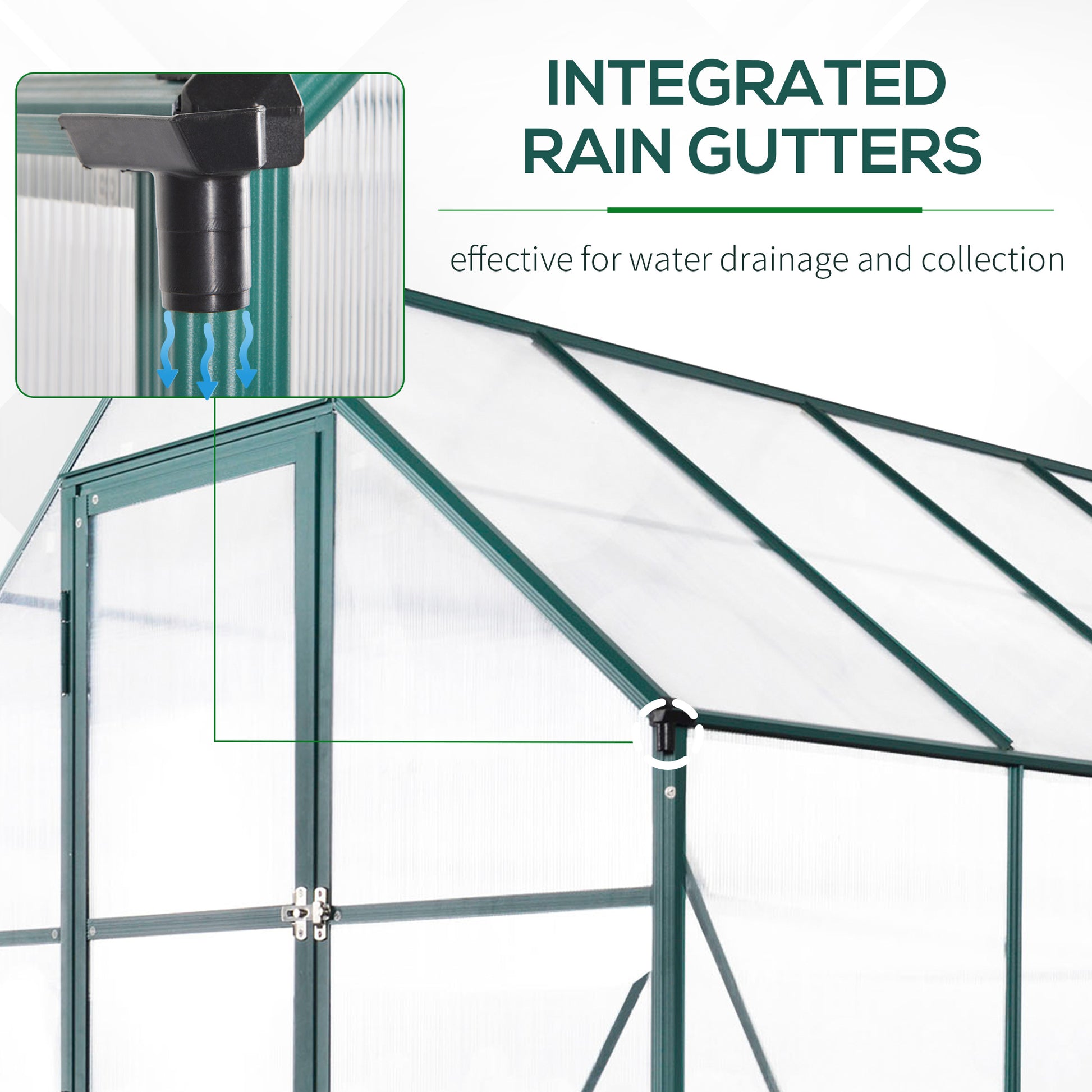 Walk-In Greenhouse Outdoor Polycarbonate Aluminium with Foundation Plant Bed